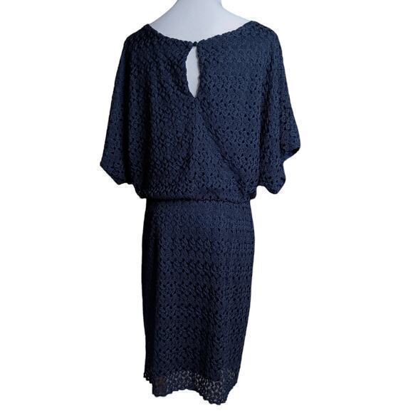 JESSICA HOWARD Dress Size 14 Crochet Overlay Elastic Waist Cold Shoulder Blouson - Picture 8 of 8